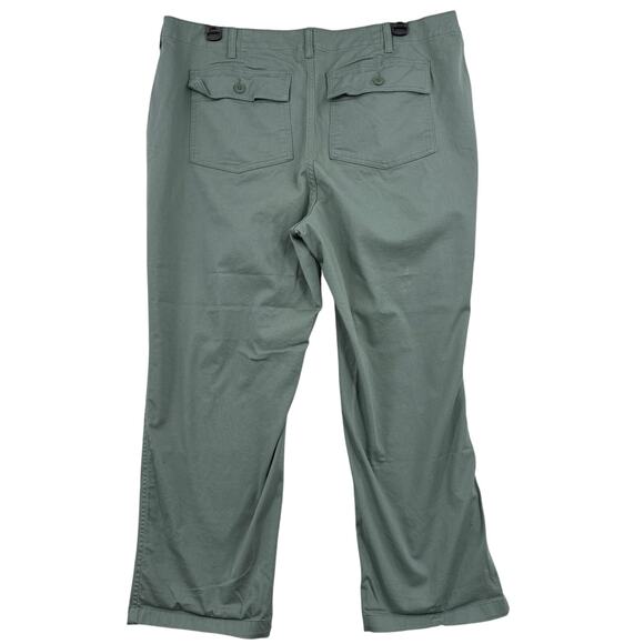 Lands End Pants Size 20W Green High Rise Utility Straight Pockets Cotton Stretch - Picture 6 of 13